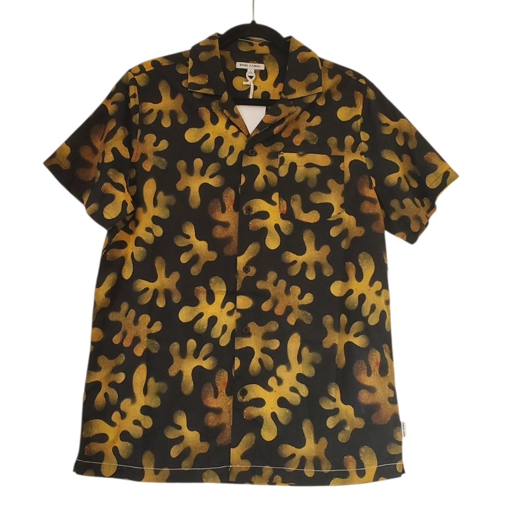 New Mens Banks Journal Cotton Dirty Black Style Button Down Shirt Size Small NWT